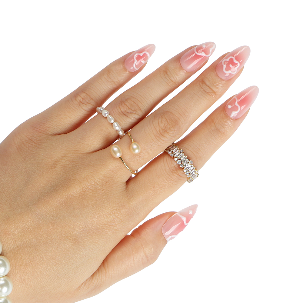 Private Label Handmade Blush Gradient 3D Press on Nails ODM