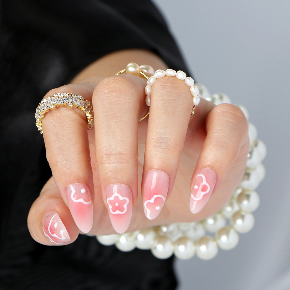 Private Label Handmade Blush Gradient 3D Press on Nails ODM - 图片 3