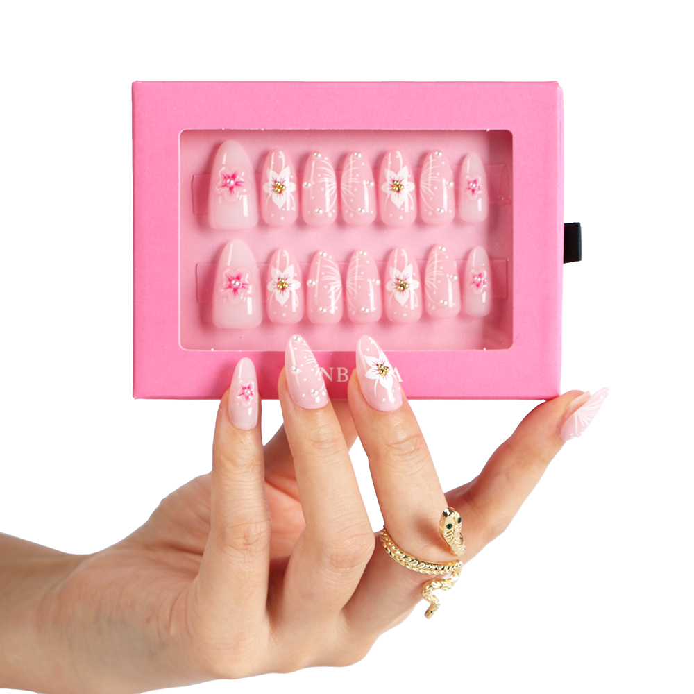 Senboma Sheer Pink Floral Press-On Nails: Best OEM Choices for Professional Nail Wear - 图片 2