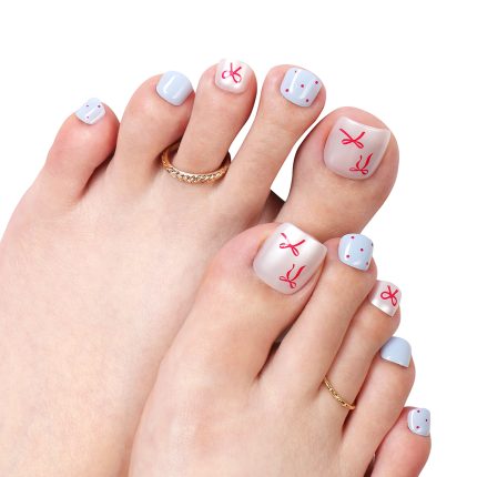 Bow Design Press On Toenails