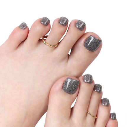 Gunmetal Glitter Press-On Toenail