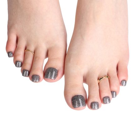 Gunmetal Glitter Press-On Toenail